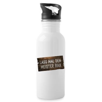 Lass mal den Meister ran – Handwerker Humor - Trinkflasche mit integriertem Trinkhalm - Weiß - Rechts