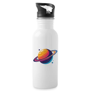 Neon Planet Cosmos Planet with Ring and Moons - Water bottle with straw - white - Right