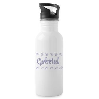 Gabriel Florale Pastellname Deco - Trinkflasche mit integriertem Trinkhalm - Weiß - Rechts