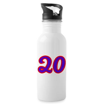 20. 20 ANS. 20e ANNIVERSAIRE. ANNIVERSAIRE 20 ANS. - Gourde avec paille intégrée - blanc - Droite