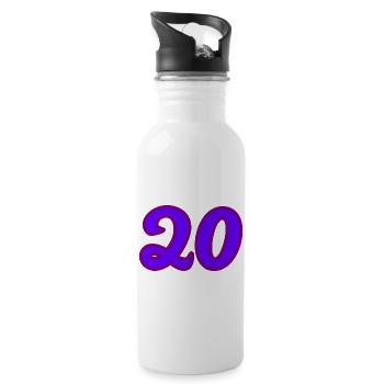 20. 20e ANNIVERSAIRE. ANNIVERSAIRE 20 ANS. 20 ANS. - Gourde avec paille intégrée - blanc - Droite
