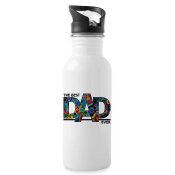 The Best Dad Ever - Colorful Bold Typography - Water bottle with straw - white - Right
