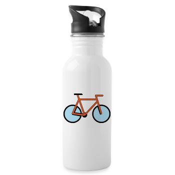 Orange Fahrrad-Silhouette im Pop-Style - Trinkflasche mit integriertem Trinkhalm - Weiß - Rechts