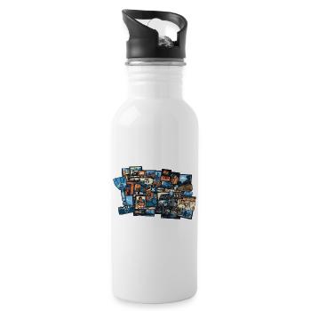 THE BLUES ROAD #2 – Ton & Bild - Trinkflasche mit integriertem Trinkhalm - Weiß - Rechts