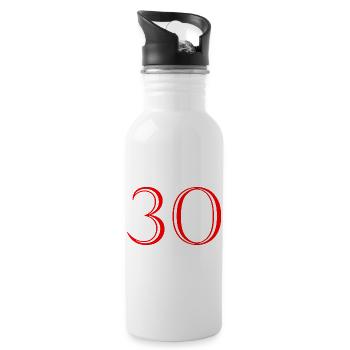 30. 30 YEARS. 30th ANNIVERSARY. 30 YEARS ANNIVERSARY. - Water bottle with straw - white - Right