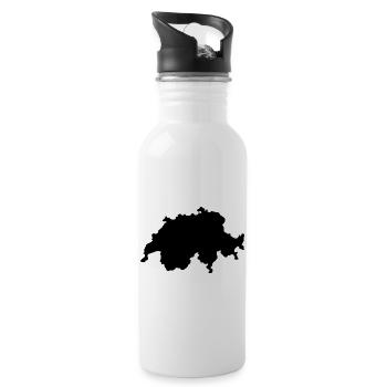 Schweizer Karte - Trinkflasche mit integriertem Trinkhalm - Weiß - Rechts