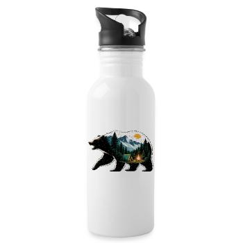 Ursine Adventure: Mountain Camping - Water bottle with straw - white - Right
