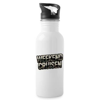 Weekend Cruisen für Auto und Tuning Fans - Trinkflasche mit integriertem Trinkhalm - Weiß - Rechts