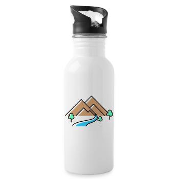 Berge Mountains - Trinkflasche mit integriertem Trinkhalm - Weiß - Rechts
