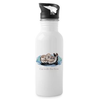 Otter-Duo geht mit dem Strom - Trinkflasche mit integriertem Trinkhalm - Weiß - Rechts