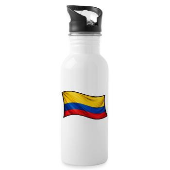 Drapeau colombien au vent - Gourde avec paille intégrée - blanc - Droite