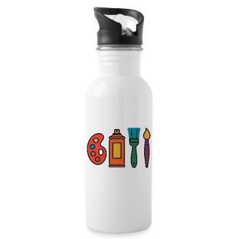 Artistic Painting Set Palette Sprayer Brushes - Water bottle with straw - white - Right