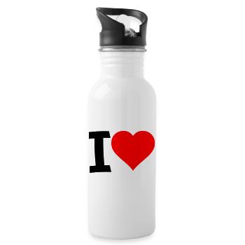 Red Heart - Clear Love Look - Water bottle with straw - white - Right