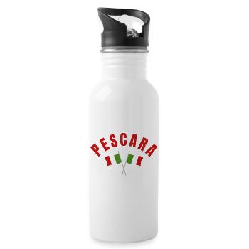 Pescara Crossed Italian Flags  - Water bottle with straw - white - Right