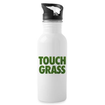 Slogan Internet du mème Touch Grass - Gourde avec paille intégrée - blanc - Droite