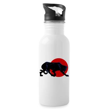 Panthère noire sur cercle rouge - Trinkflasche mit integriertem Trinkhalm - Weiß - Rechts