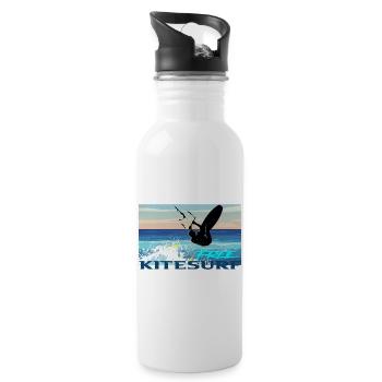 Le kitesurf - Gourde avec paille intégrée - blanc - Droite