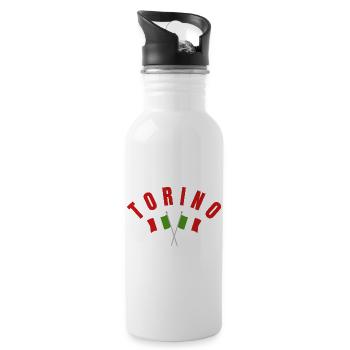 Torino Crest with Italian Flags - Water bottle with straw - white - Right