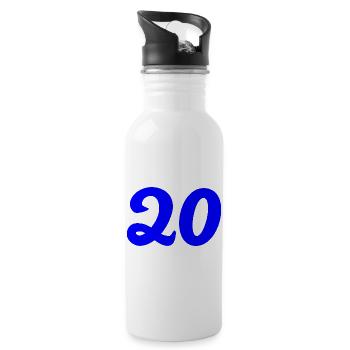 20. 20. JAHRESTAG. 20-JÄHRIGES JUBILÄUM. 20 JAHRE. - Trinkflasche mit integriertem Trinkhalm - Weiß - Rechts