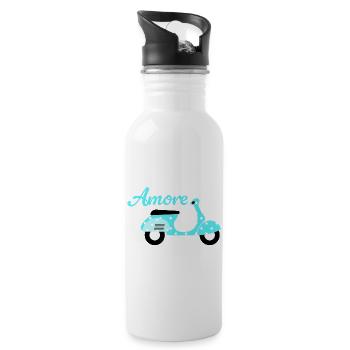 Roller Amore Italien Vintage Retro Dots Punkte Fan - Trinkflasche mit integriertem Trinkhalm - Weiß - Rechts