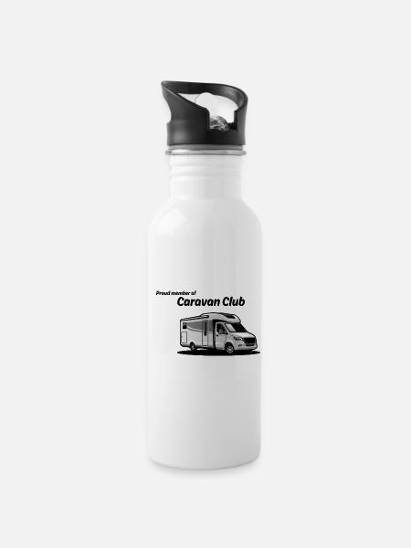Silhouette graphique caravane - Gourde avec paille intégrée - blanc