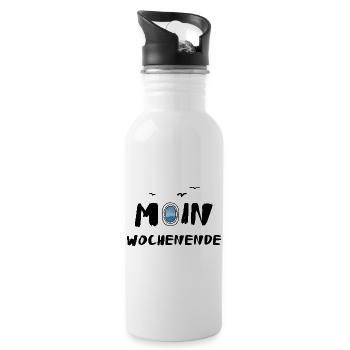 moin wochenende - Trinkflasche mit integriertem Trinkhalm - Weiß - Rechts