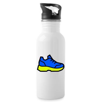 Moderner Laufschuh Sneaker - Trinkflasche mit integriertem Trinkhalm - Weiß - Rechts