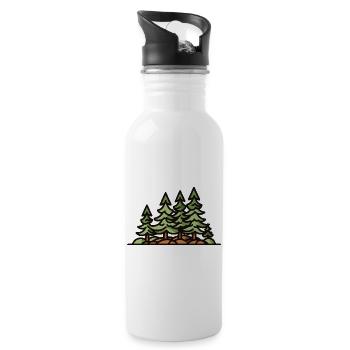 Forest Trees - Water bottle with straw - white - Right