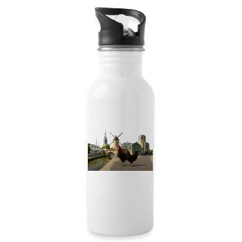 Marans, City Roosters at the Mill - Water bottle with straw - white - Right