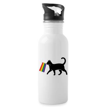 Pride Month LGBT -  Ally Cat - Water bottle with straw - white - Right