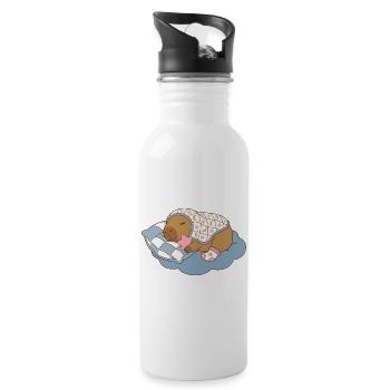 Dreamy Capybara on a  Cloud Blanket - Babywear Art - Water bottle with straw - white - Right