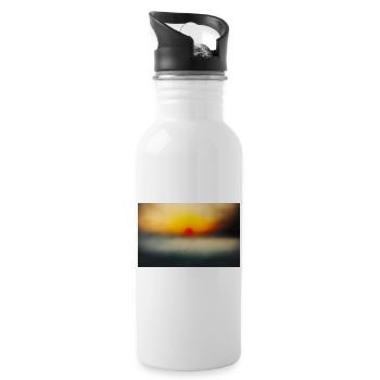 Evening atmosphere by the calm sea - Water bottle with straw - white - Right
