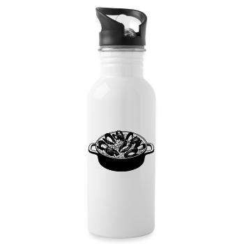 marmite_de_moules - Trinkflasche mit integriertem Trinkhalm - Weiß - Rechts