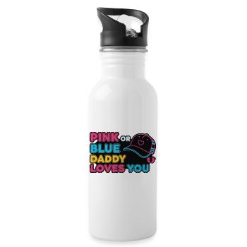 Révélation du genre : rose ou bleu Papa t’aime, bébé - Gourde avec paille intégrée - blanc - Droite