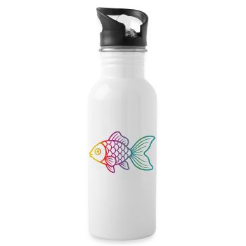 Bunter Fisch | Modernes Meeresmotiv  - Trinkflasche mit integriertem Trinkhalm - Weiß - Rechts