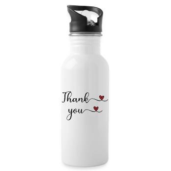 Thank you Heart Typography Gift - Water bottle with straw - white - Right
