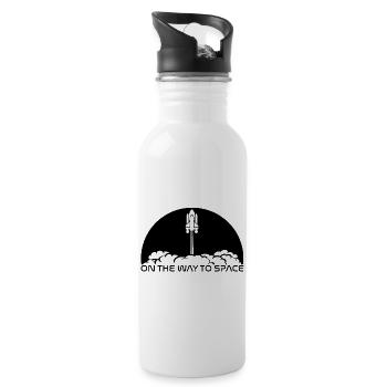 Start unter schwarzer Sonne - Trinkflasche mit integriertem Trinkhalm - Weiß - Rechts
