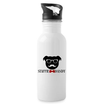 Der Dandy Staffie - 010 - Trinkflasche mit integriertem Trinkhalm - Weiß - Rechts