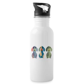 Dachshund Dackel - Trinkflasche mit integriertem Trinkhalm - Weiß - Rechts