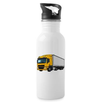 Gelber Lastwagen Illustration - Trinkflasche mit integriertem Trinkhalm - Weiß - Rechts