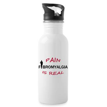 Fibromyalgia - Pain is real (Fibromyalgie) - Water bottle with straw - white - Right