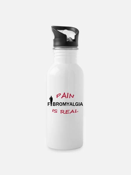 Fibromyalgia - Pain is real (Fibromyalgie) - Water bottle with straw - white