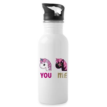 Einhorn You Me - Trinkflasche mit integriertem Trinkhalm - Weiß - Rechts