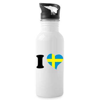 I love Sweden - Water bottle with straw - white - Right