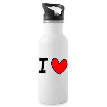 I love - Trinkflasche mit integriertem Trinkhalm - Weiß - Rechts