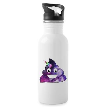 Unicorn Shit Kacke - Trinkflasche mit integriertem Trinkhalm - Weiß - Rechts