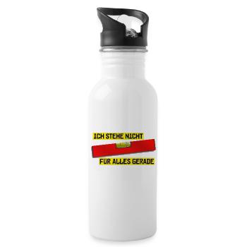 Wasserwaage rot - Ich stehe nicht für alles gerade - Trinkflasche mit integriertem Trinkhalm - Weiß - Rechts