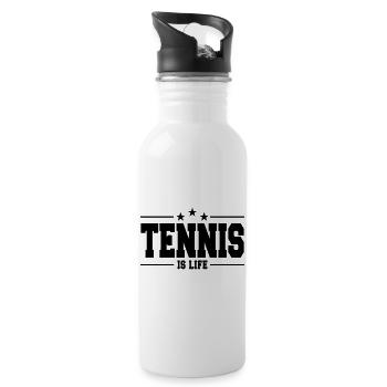 Tennis ist Leben 1 - Trinkflasche mit integriertem Trinkhalm - Weiß - Rechts