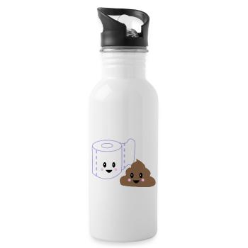 Toilet kawaii poo - Water bottle with straw - white - Right