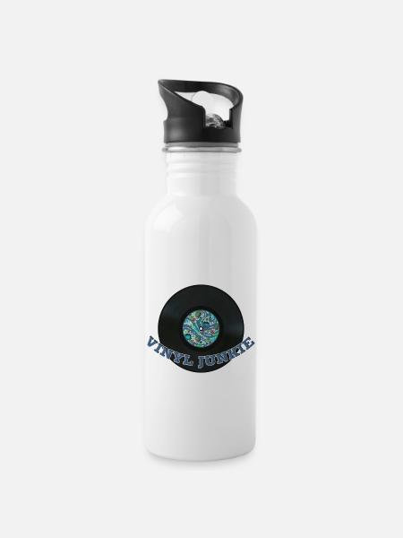 VINYL JUNKIE - Trinkflasche mit integriertem Trinkhalm - Weiß